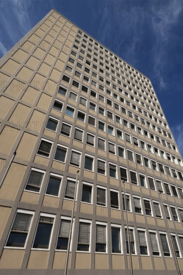 Facade of the heritage-protected PlÃ¤rrer Tower or EWAG Tower from the 1950s, Nuremberg, Middle Franconia, Bavaria, Germany