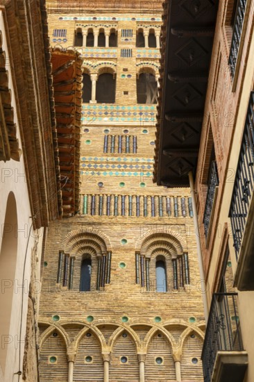 Mudéjar architecture tower of Santa MarÃ­a de Mediavilla cathedral, Teruel, Aragon, Spain