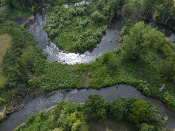 Renaturalised Erft near Neuss, North Rhine-Westphalia, Germany