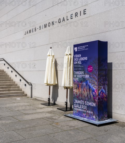 Poster for an exhibition at the entrance to the James Simon Gallery, Berlin, Germany