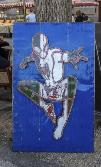 Spider Man painting on the art market at the Deutsches Museum, Berlin, Germany