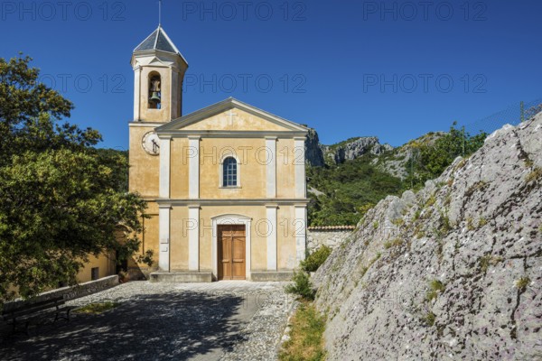 Picturesque medieval mountain village, Peillon, near Monaco, Cote d'Azur, Alpes-Maritimes, Provence-Alpes-Cote-d'Azur, South of France, France
