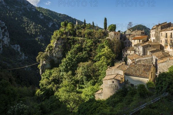 Picturesque medieval mountain village, Peille, near Monaco, Cote d'Azur, Alpes-Maritimes, Provence-Alpes-Cote-d'Azur, South of France, France
