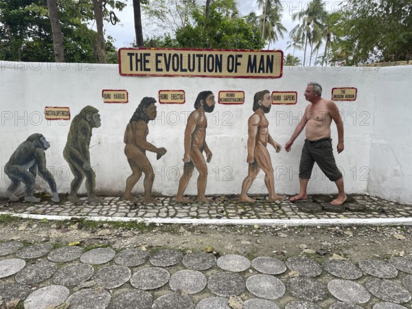 Evolution of anatomically modern man (Homo sapiens), parody, satire, funny, humour, wrong direction, Negros, Philippines