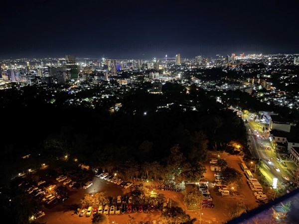 Cebu City on the island of the same name, Cebu. Residential buildings, skyscrapers, night, Cebu, Philippines