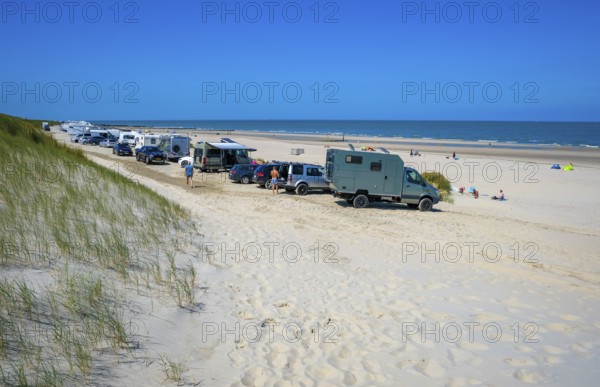 Westkapelle, Zeeland, Netherlands - Westkapelle car beach near Domburg. Here it is permitted to park your car or camper directly on the sandy beach