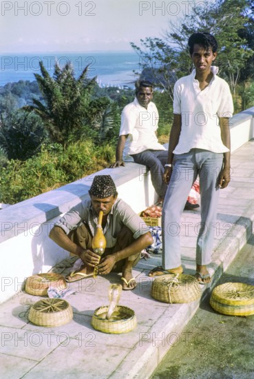 Snake charmer at Mount Faber, Singapore, southeast Asia, 1965