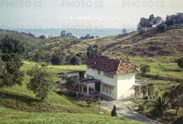 Large detached house in rural area near coast, thought to be housing for British naval officers from HMS Terror, Singapore, Asia 1965