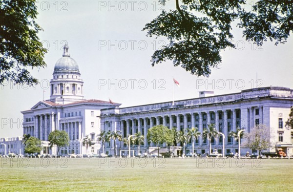 Supreme Court and City Hall building, The Padang, Singapore, southeast Asia, c 1964