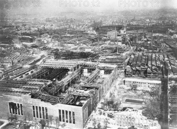 The destroyed Krupp factories in Essen after the 2nd World War, 1945, Federal Archives, Germany, Historical, digitally restored reproduction from a 19th century original, Record date not stated