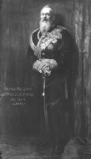 Luitpold Karl Joseph Wilhelm of Bavaria (born 12 March 1821 in Würzburg, died December 1912 in Munich) was Prince Regent of the Kingdom of Bavaria from 1886 until his death, Historical, digitally restored reproduction from a 19th century original, Record date not stated