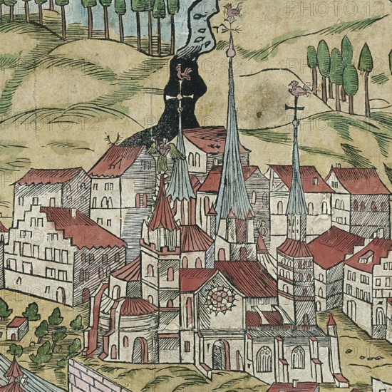 The Cathedral of Basel, c. 1690, Switzerland, Historical, digitally restored reproduction from a 19th century original, Record date not stated