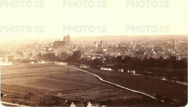 The city of Regensburg in 1866, Bavaria, Germany, Historical, digitally restored reproduction from a 19th century original, Record date not stated