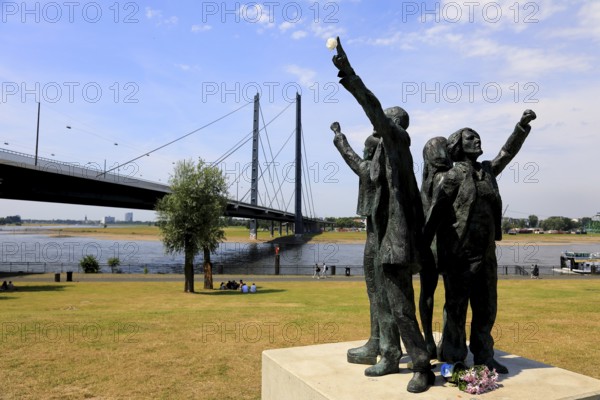 Place for the remembrance and acceptance of gender and sexual diversity, artwork by Claus Richter, on the occasion of CSD 2021 (permanent artwork in public space), at the Rheinkniebrücke in Düsseldorf, North Rhine-Westphalia, Germany