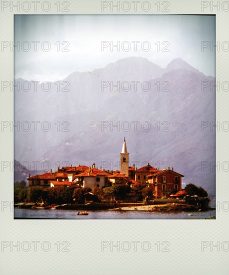Polaroid effect, Isola dei Pescatori 70s, one of the three Borromean islands, Piedmont, Italy
