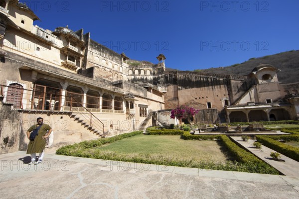 Inner courtyard in Garh Palace or Rajput Palace, Bundi, Rajasthan, India