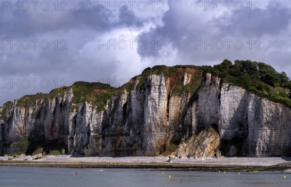 Cliff, cliffs, coastal landscape, rock formation, Yport, chalk cliffs, alabaster coast, La Côte d'Albâtre, Normandy, Seine-Maritime, France