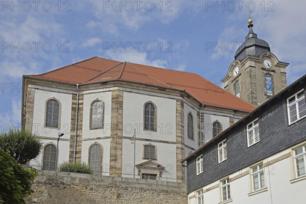 Late Baroque Christuskirche church and Hildburghausen town council building, Franconia, Thuringia, Germany