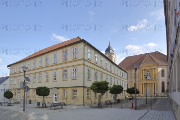 Citizens' school and late baroque Christuskirche, Hildburghausen, Franconia, Thuringia, Germany