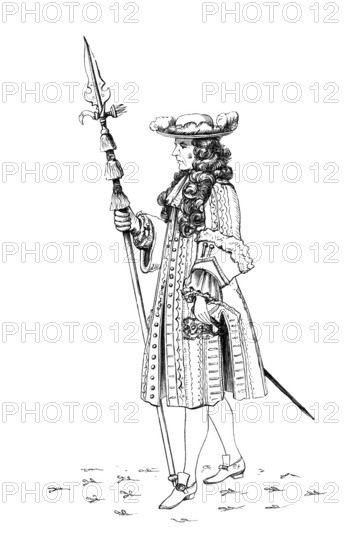 A gentleman pensioner, The Honourable Band of Gentlemen Pensioners, 1687, Bodyguard of the British Monarch, from the book The British Army, 1868, Historical, digitally restored reproduction from a 19th century original, Record date not stated