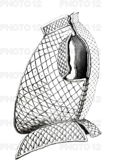 Brigantine, a type of scale armour in use since the 14th century, 1560, from the book The British Army, 1868, Historical, digitally restored reproduction from a 19th century original, Record date not stated