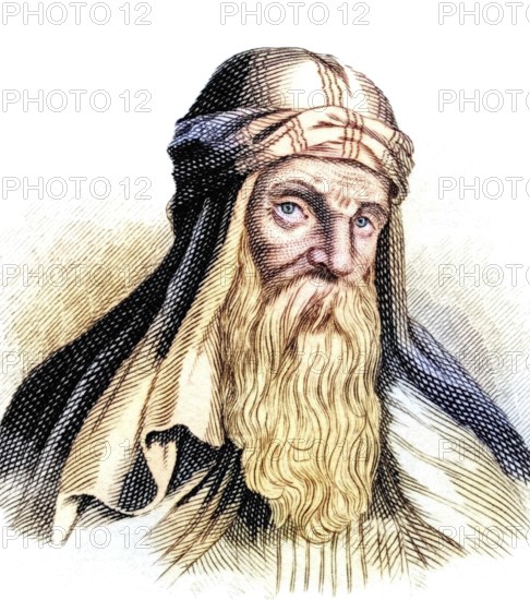 Basil of Caesarea, (born around 330 in Caesarea, Cappadocia, died 1 January 379) was an ascetic, bishop and theologian and one of the outstanding figures in late antique Christianity, from the book Crabbes Historical Dictionary, 1825, Historical, coloured, digitally restored reproduction from a 19th century original, Record date not stated