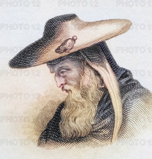 Saint Jerome Born Circa 347 Died 420 Aka Saint Heirom. Christian Priest And Apologist Best Known For Translating The Vulgate, from the book Crabbe's Historical Dictionary, 1825, Historical, coloured, digitally restored reproduction from a 19th century original, Record date not stated