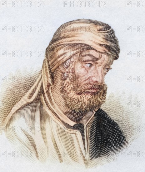 Quintus Septimius Florens Tertullianus or Tertullian for short (born after 150 in Carthage, today in Tunisia, died after 220) was an early Christian theologian who wrote apologetic, dogmatic and ascetic works, from the book Crabbes Historical Dictionary, 1825, Historical, coloured, digitally restored reproduction from a 19th century original, Record date not stated