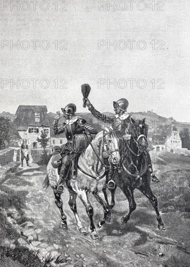 Marauders, plundering stragglers of a troop, at the time of the Thirty Years' War, 1618 to 1648, Historical, digitally restored reproduction from a 19th century original, Record date not stated