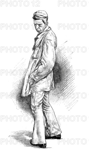 Types of small crooks, dodgy person, Pülcher, from Vienna around 1880, Historical, digitally restored reproduction from a 19th century original, Record date not stated