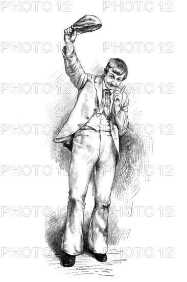 Types of petty crooks, dodgy person, Pülcher, from Vienna around 1880, musician, rogue, Historical, digitally restored reproduction from a 19th century original, Record date not stated