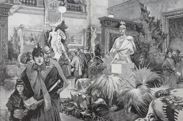 In the German Hall of the Vienna Künstlerhaus, c. 1880, Austria, Historic, digitally restored reproduction from a 19th century original, Record date not stated