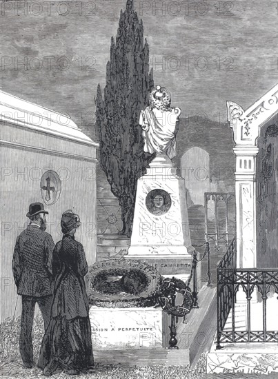 The tomb of the Gambetta family in Nice, 1880, France, Historical, digitally restored reproduction from a 19th century original, Record date not stated