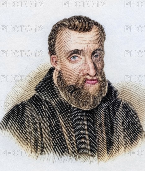 Guy Pancirollus 1523 to 1599, Italian jurist and antiquary, from the book Crabbes Historical Dictionary, 1825, Historical, coloured, digitally restored reproduction from a 19th century original, Record date not stated