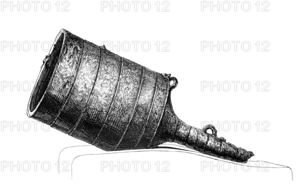 Wrought iron bombard. Large calibre, medieval cannon or mortar with muzzle loading, from the book The British Army, 1868, Historical, digitally restored reproduction from a 19th century model, Record date not stated
