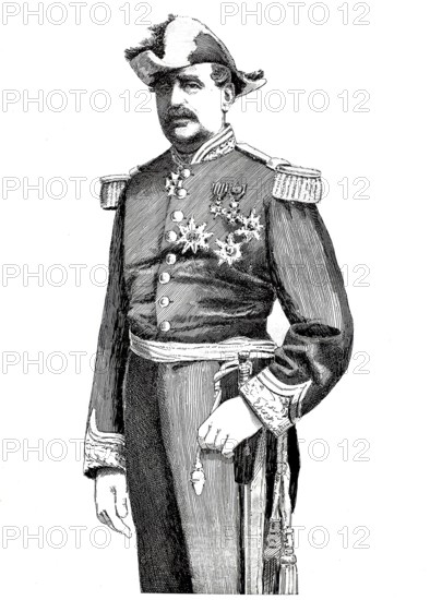 General Stoefs, supreme commander of the Brussels Civil Guard, 19th century, Belgium, Historical, digitally restored reproduction from a 19th century original, Record date not stated