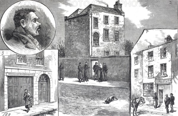 The Murder League in Dublin, James Fitzharris, the house in Richmond, Cross Kevon Street and Brabazon Street, c. 1880, England, Historical, digitally restored reproduction from a 19th century original, Record date not stated