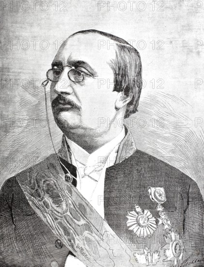 Jules Bara (born 3 August 1835 in Tournai, died 26 June 1900 in Sint-Joost-ten-Node) was a Belgian statesman, Historical, digitally restored reproduction from a 19th century original, Record date not stated