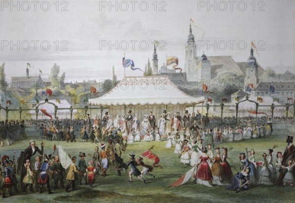 Gregoriusfest, 1845, Coburg, Upper Franconia, Bavaria, Germany, Historical, digitally restored reproduction from a 19th century original, Record date not stated