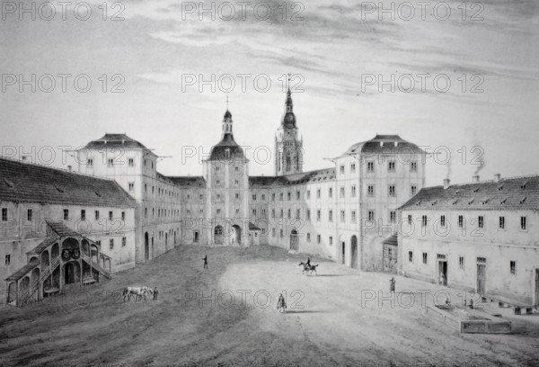 Ehrenburg Castle in 1810, Coburg, Upper Franconia, Bavaria, Germany, Historical, digitally restored reproduction from a 19th century original, Record date not stated