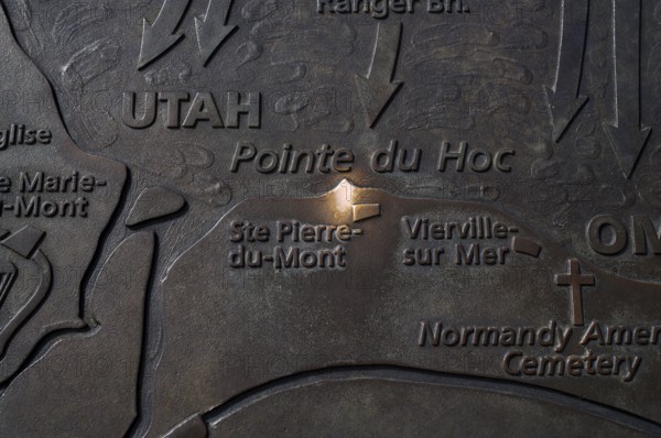 Site plan, relief, map, visitor information, Pointe du Hoc, memorial site, memorial for US Ranger, Cricqueville-en-Bessin, D-Day, Operation Overlord, Omaha Beach, Utah Beach, Normandy, Calvados, France