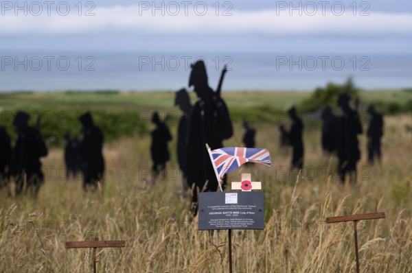 Installation, George Batts MBE, Standing with Giants, honours the sacrifices of fallen British soldiers through personification, British Normandy Memorial, war memorial, Ver-sur-Mer, D-Day, Operation Overlord, Gold Beach, Normandy, Calvados, France