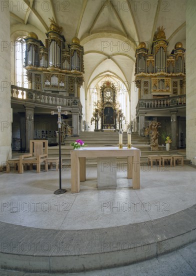 St Peter and Paul Cathedral, interior with organ galleries and altar, Museum Zeitzer Schloss Moritzburg, early baroque style, Zeitz, Saxony-Anhalt, Germany