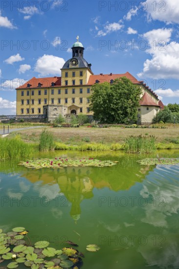 Johannisteich, castle park, Museum Zeitzer Schloss Moritzburg, early baroque style, water reflection, Zeitz, Saxony-Anhalt, Germany