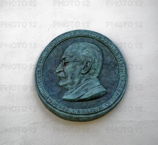 Memorial plaque for Reinhold Jubelt the Elder, newspaper publisher and book printer, Zeitz, Saxony-Anhalt, Germany