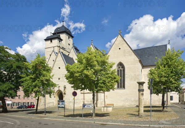 Memorial column for Oskar Brüsewitz, pastor who self-immolated in 1976 in protest against the policies of the SED of the GDR, self-immolation, St Michael's Church, Zeitz, Saxony-Anhalt, Germany