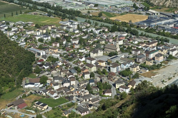 The village of Chippis in the Rhone Valley, Valais, Switzerland