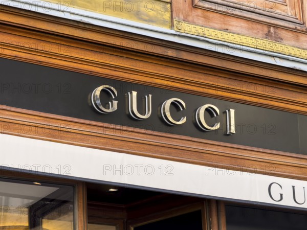 Gucci lettering on a store in Vienna, Austria