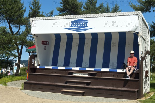 Giant beach chair, Baltic resort Heringsdorf, Usedom Island, Mecklenburg-Vorpommern, Germany