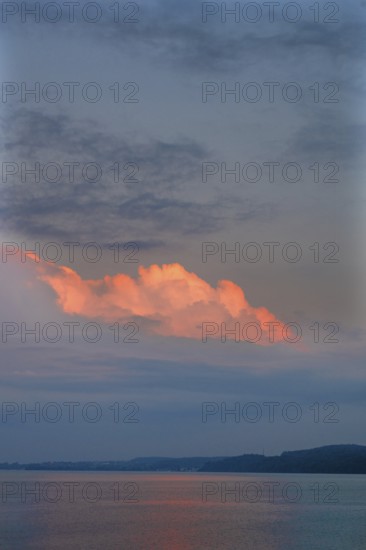 Cluster clouds in the evening light at Lake Constance, Überlingen, Baden-Württemberg, Germany